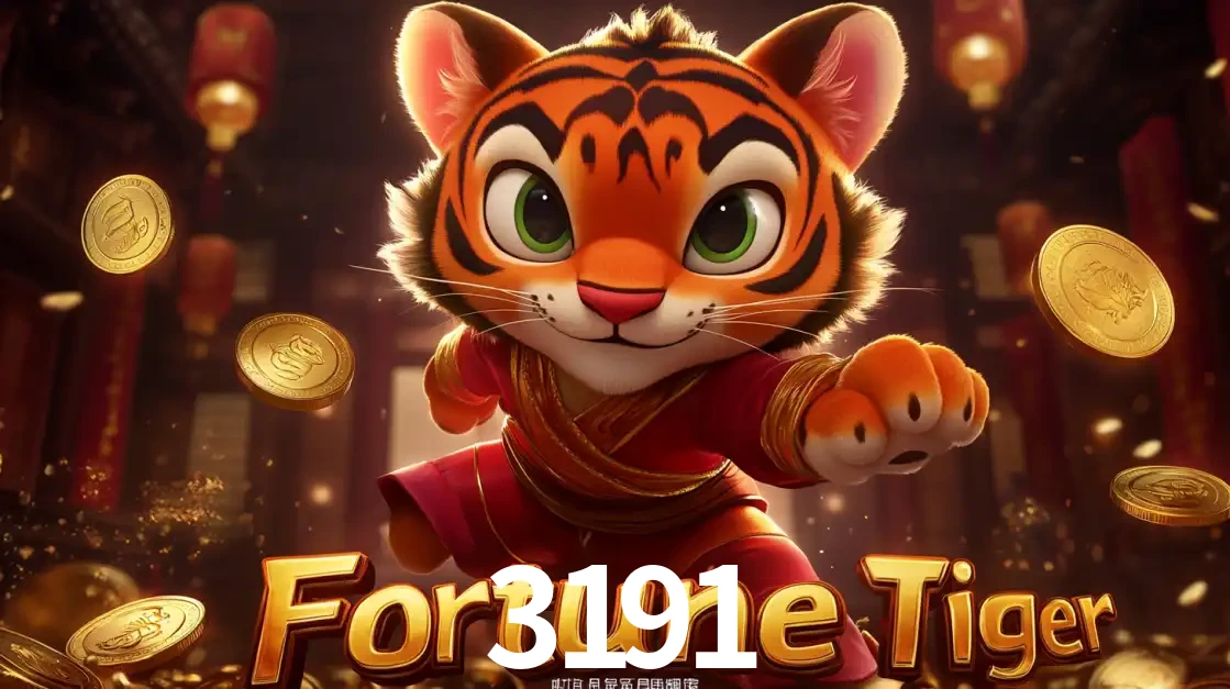 O carismático mascote do jogo de slot Fortune Tiger, um tigre fofo em pose de artes marciais, pronto para trazer sorte e multiplicadores de ganhos no cassino online 3191.