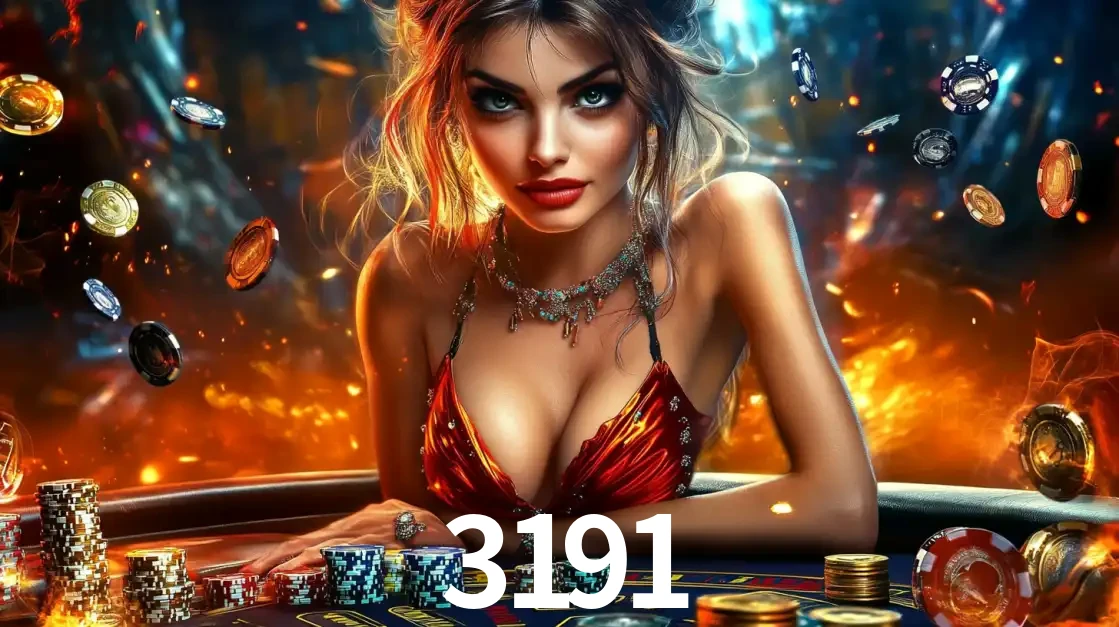 Mulher em uma mesa de cassino com pilhas de fichas e um fundo de fogo, pronta para uma rodada de altas apostas nos jogos de mesa emocionantes do cassino 3191.